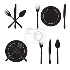 Couverts Couteau Fourchette Cuillere Et Plat Icones Vectorielles Peintures Murales Tableaux Insigne Insignes Vaisselle Myloview Fr