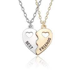 2 Piece Set Fashion Best Friend Couple Pendant Necklace Jewelry In 2021 Friend Necklaces Bff Necklaces Bff Jewelry
