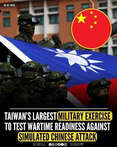 Taiwans Han Kuang military drills next month will include a simulated  Chinese invasion as part of the islands largest annual defence exercise.  The drills will test the relocation of weapons production, the