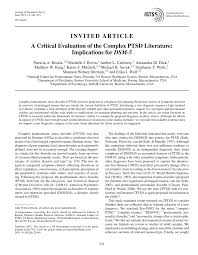 Ences scores between the cptsd and ptsd diagnosis groups was substantial. Pdf A Critical Evaluation Of The Complex Ptsd Literature Implications For Dsm 5