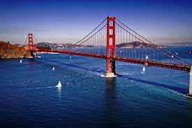 From a distance, it looks elegant spans of the bridge over the ocean, with views of the hills in the background. Golden Gate Bridge Painting Free Stock Photo Public Domain Pictures
