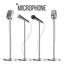 Microphone Set With Stand Vector Music Icon Vintage Concert Modern And Retro Audio Communication Musical Symbol Performance Object Illustration Mic Vector Mi Microphone Microphone Set Retro Radios