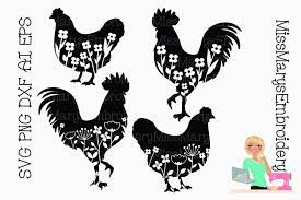 Download Floral Rooster Svg Flower Chicken Svg Farmhouse Svg 665288 Cut Files Design Bundles
