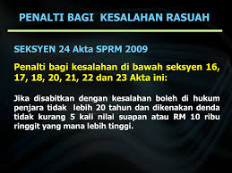 Sedangkan, hukuman yang dikenakan di bawah akta suruhanjaya pencegahan rasuah malaysia (sprm) 2009 jelas menyatakan bahawa tertuduh yang disabitkan bersalah boleh dihukum penjara tidak melebihhi 20 tahun dan denda rm10,000 atau lima kali nilai suapan, yang mana lebih tinggi. Rasuah Ppt Download