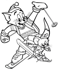 Tom And Jerry Are Playing Ice Skating Coloring Pages Cartoon Coloring Pages Coloring Pages Christmas Coloring Pages
