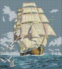 134 stitches wide x 130 stitches tall, 9.6 x 9.3 inches (24.3 x 23.6 cm) more sea patterns: Clipper Ship Voyage Cross Stitch Landscape Cross Stitch Pictures Modern Cross Stitch Patterns