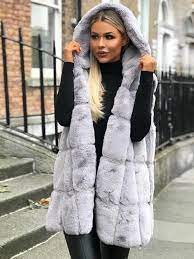 Épinglé sur faux fur ideas. Manteau En Fausse Fourrure A Capuche Sans Manches Femme Mode Hiver Gilet Vestes Gris Manteaux Hauts