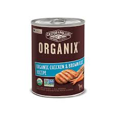 Organic dog foods contain ingredients that have been raised, grown, or cultivated in ways that do not use artificial or synthetic methods. Castor Pollux Organix Organic Chicken Brown Rice Recipe Wet Dog Food 12 7 Oz Case Of 12 Petco