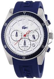 Montre Lacoste 2010711 Homme Quartz Cadran En Acier Inoxydable Bleu Et Argent Bracelet En Silicone Bleu Date Etanche 5 Erkek Kol Saatleri Ve Saatler