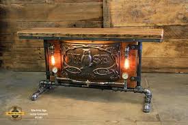 Steampunk Industrial Antique Boiler Door Wise Barn Wood Steam Gauge Table 1587 Barn Wood Vintage Industrial Furniture How To Antique Wood