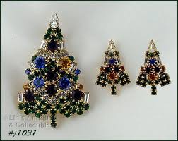 Signed Eisenberg Ice Candle Tree Pin And Earrings Pierced Item 1375176