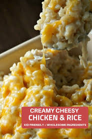 This Cheesy Chicken And Rice Is The Ultimate Comfort Food Recipe Wholesome Brown R Cooked Chicken Recipes Rotisserie Chicken Recipes Chicken Recipes Casserole