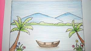 Gambar untuk mewarnai sketsa pemandangan pantai. Cara Menggambar Pemandangan Alam Gunung Dan Laut
