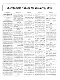 Sheriff's Sale Notices for January 5, 2016