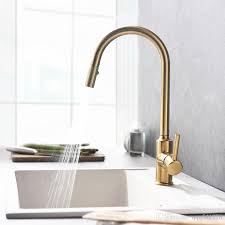 Pull out kitchen faucet rose gold & black sink tap single handle bathroom mixer. 2021 Brushed Gold Kitchen Faucet Brass Sink Cold And Hot Mixer Tap Knurling Pull Out Taps Double Water Setting Mode From Qqq541278 124 13 Dhgate Com