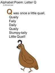 Birds That Start With The Letter Q Edward Lear Alphabet Poem Letter Q Alphabet Poem Preschool Poems Phonics Rhymes