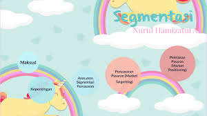 Segmentasi pasaran adalah proses membahagikan pasaran yang heterogen menjadi segmen yang lebih homogen berdasarkan parameter tertentu seperti geografi, demografi, psikografi, dan tingkah laku. Segmentasi By Hamizatul Ain