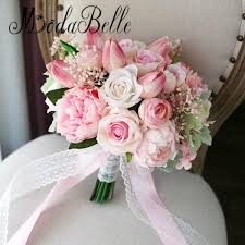 Modabelle Tulip Roses Pink Bridal Bouquet Artificial Peony Rose Bride Flower Bouquet Wedding Bridal Bouquet Pink Flower Bouquet Wedding Bridal Bouquet Flowers