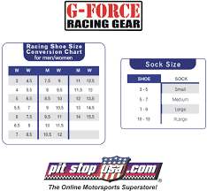 Sizing Chart G Force Auto Racing Shoes