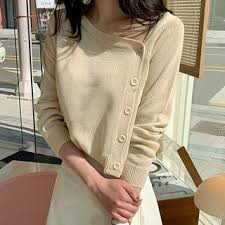Hello Sweety Diagonal Buttoned Cropped Cardigan Yesstyle