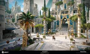 Artstation Assassin S Creed Odyssey Judgment Of Atlantis Doma Of Ampheres Vincent Gros Fantasy City Fantasy Landscape Fantasy Art Landscapes