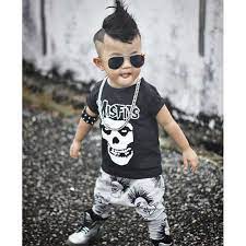 Newborn Boys Girls Baby Clothes Sets Jumpers Toddler Fall Skull Print Baby Punk Rock Harlan Pants Baby Fashion Summer Toddler Designer Clothes Toddler Fashion