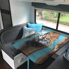 Rv Table Dinette Makeover Remodel Turquoise Camper Table Dinette Camper Makeover