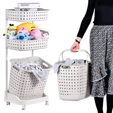 It can be wiped with a damp cloth from time to time. Laundry Basket With Wheel Rolling Laundry Sorter 3 Tier Basket Stand With 6 Side Hooks For Kitchen Bathroom Trolley Dirty Clothes Bag Washing Bin Home Office School Beauty Salon Utility Organizer Cart Buy