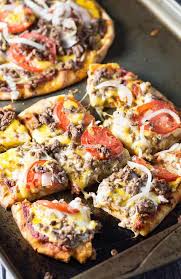 Naan Cheeseburger Pizza The Blond Cook Recipe In 2020 Healthy Pizza Recipes Healthy Food Inspiration Naan Pizza Recipes