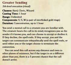 Greater Sending A 5th Level Spell To Facilitate Long Distance Communication Unearthedarcana