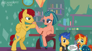 1755433 - explicit, artist:metalhead97, flash magnus, flash sentry,  somnambula, sunburst, pegasus, pony, unicorn, g4, anus, bipedal, female,  fetish, glasses, high res, hoof fetish, hoof kissing, looking at each  other, male, nudity, ship:magnambula,