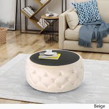 Trending aesthetics and a classic. Chana Glam Velvet And Tempered Glass Coffee Table Ottoman By Christopher Knight Home Overstock 21177350