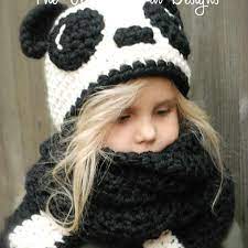 2019 Kids Cap Scarf Set Wool Knitted Caps Lovely Panda Design Hat Ring Scarf 2 In 1 Children Autumn Winter Warm Knitted Hats Kids Crochet For Kids Crochet Hats