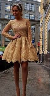 Elegant Gold Scoop Long Sleeve Homecoming Dress With Long Sleeve Prom Dress Short Long Sleeve Homecoming Dresses Homecoming Dresses