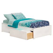 A platform storage bed with headboard. Atlantic Furniture Concord Urban Twin Storage Platform Bed In White Ar8022112