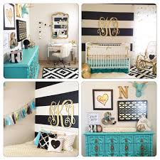 Gold Nursery Design We Love The Turquoise Accents Gold Crib Gold Bedroom Girl Room