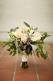 Hand Tied Wedding Bouquet Which Includes Champagne Blush Roses White Wax Flower Dusty M Wedding Bouquet Champagne Green Wedding Bouquet Rose Wedding Bouquet