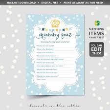 Editable Mom Quiz Game Baby Shower Printable Hands In The Attic