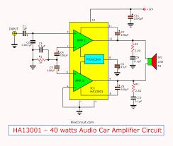 40 watts audio car lifier circuit