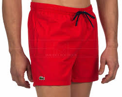 red lacoste swim shorts