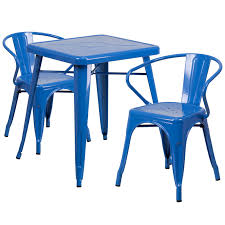 Enhance your outdoor space with stylish new seating. 23 75sq Blue Metal Table Set 1modern Com