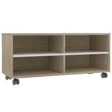 Tv schrank & design fernsehmöbel tv sideboards einfach & individuell kaufen: Tv Schrank Mit Rollen Weiss Sonoma Eiche 90 35 35 Cm Spanplatte Sinni Ch