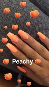 Now they are probably on the peak. Cute Orange Nails Peachy Orange Nails Peach Nails Cute Acrylic Nails