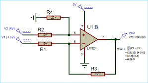 Differential Amplifier Or Voltage Subtractor Circuit Amplifier Semiconductor Technology Circuit