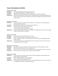 A well laid out and comprehensive 2 page word doc based on tertiary economic activities. Type Of Economic Activities