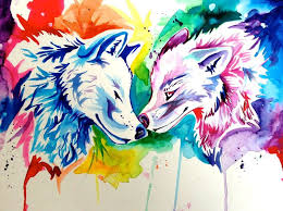Two Rainbow Wolves Holiday Giveaway By Lucky978 Wolf Spirit Animal Animal Art Wolf Artwork