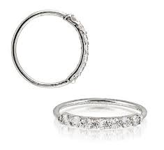 20g Cz Nose Ring 925 Sterling Silver 7 Stone Hoop Ear Etsy Sterling Silver Heart Silver Small Nose Studs