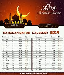 Ramadan 2019 Qatar Calendar Timetable Fasting Timing