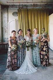 Long Floral Print Bridesmaid Dresses In Different Colors Patterned Bridesmaid Dresses Bridesmaid Dresses Floral Print Floral Bridesmaid Dresses Mismatched