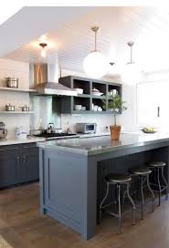 Smokey Blue Grey Kitchen With Interesting Island Side Kitchen Cabinet Design Grey Kitchen Designs Kitchen Design